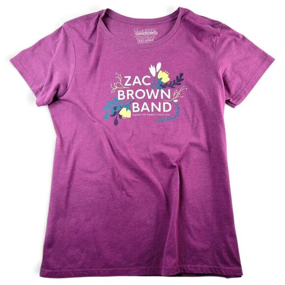 Unbranded Tops - zac brown band down the rabbit hole live tour t shirt purple 2xl tour dates